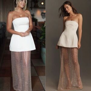 DELFI COLLECTIVE Gemma Strapless Netted White Gown M